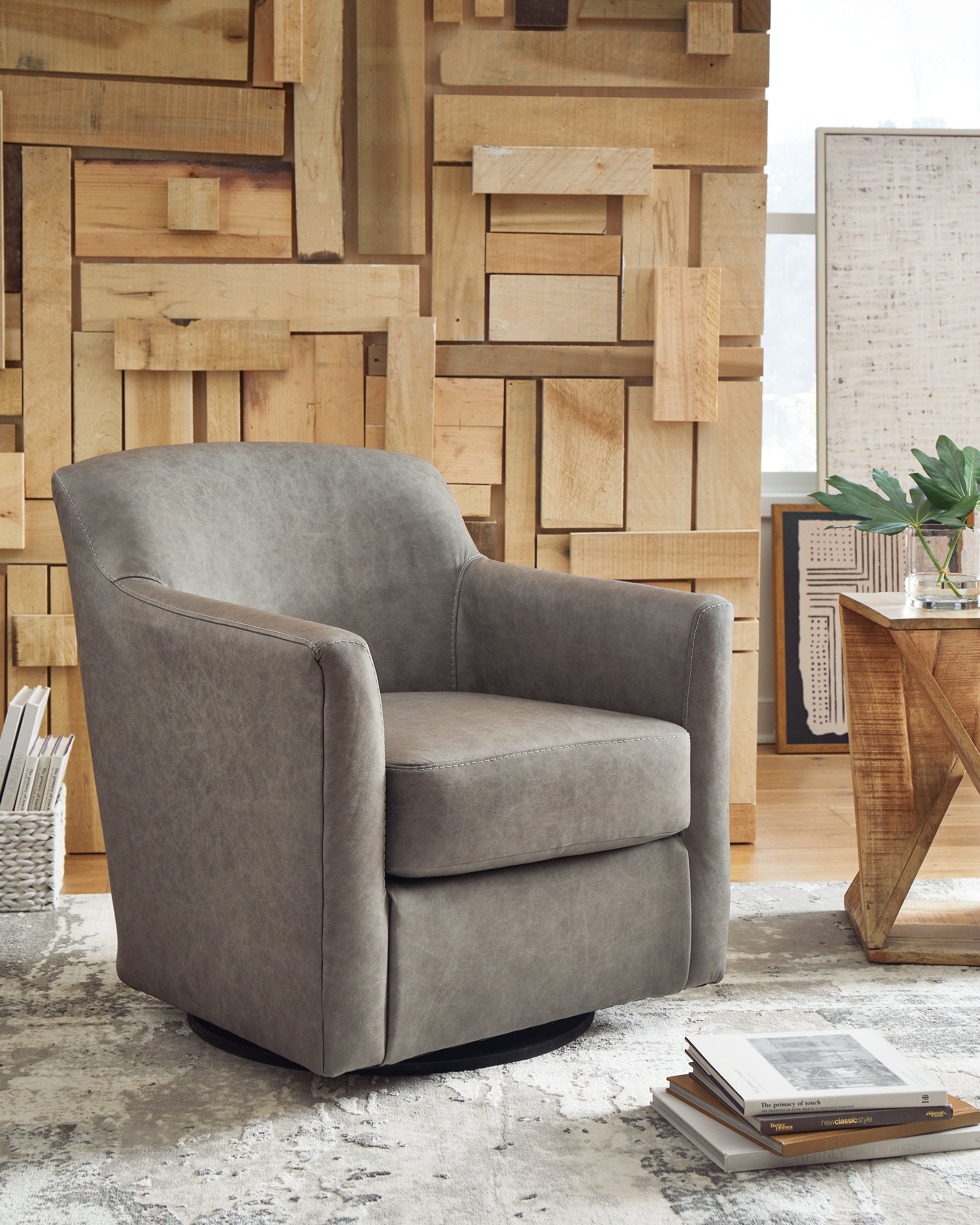 Bradney Fossil Swivel Accent Chair - Luna Furniture