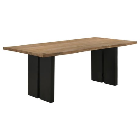 Bradshaw Natural Acacia and Black Rectangular Live Edge Dining Table from Coaster - Luna Furniture