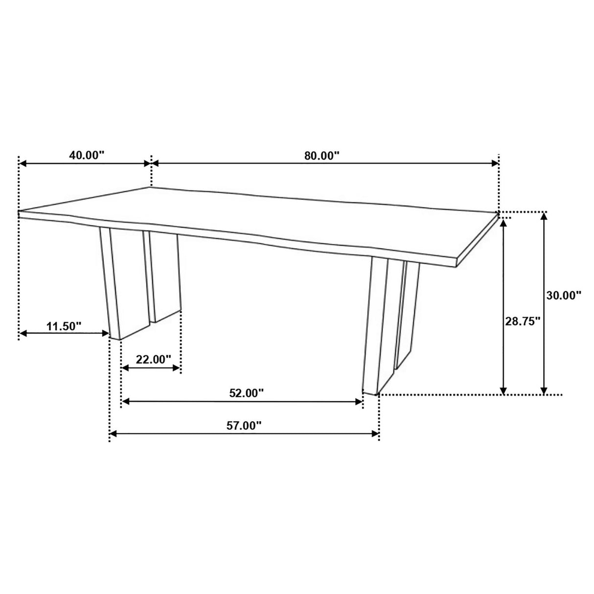 Bradshaw Natural Acacia and Black Rectangular Live Edge Dining Table from Coaster - Luna Furniture
