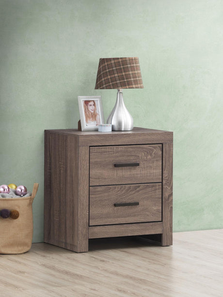 Brantford Barrel Oak 2-Drawer Nightstand from Coaster - Luna Furniture