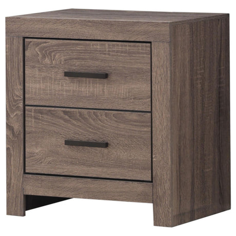 Brantford Barrel Oak 2-Drawer Nightstand from Coaster - Luna Furniture