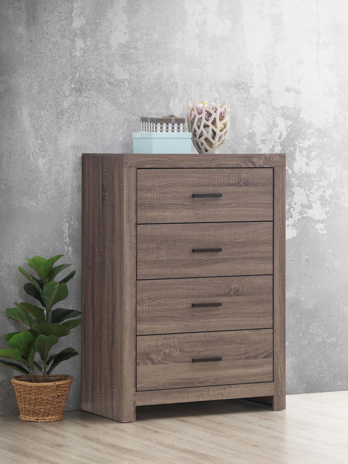 Brantford Barrel Oak 4-Drawer Chest from Coaster - Luna Furniture