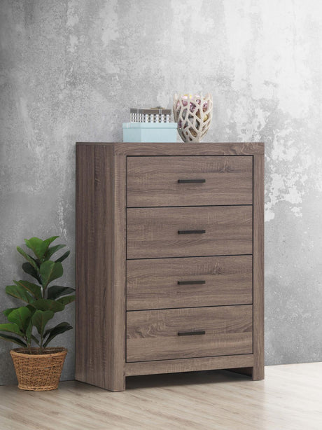 Brantford Barrel Oak 4-Drawer Chest from Coaster - Luna Furniture