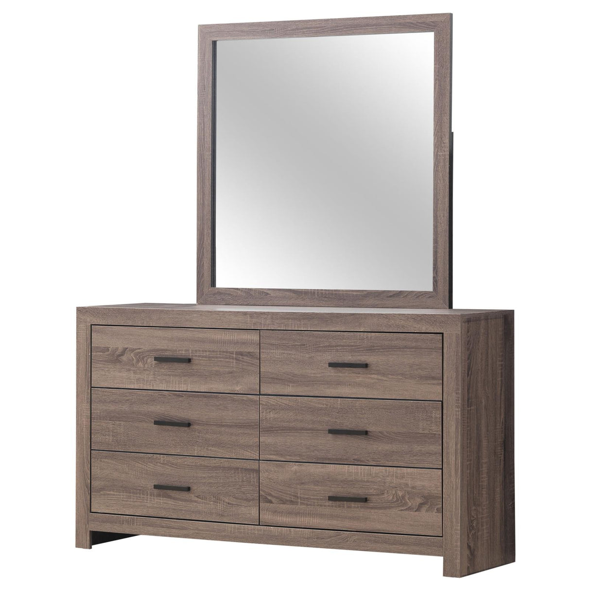 Brantford Barrel Oak 6-Drawer Dresser with Mirror from Coaster - Luna Furniture
