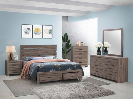 Brantford Barrel Oak Eastern King Storage Bed from Coaster - Luna Furniture