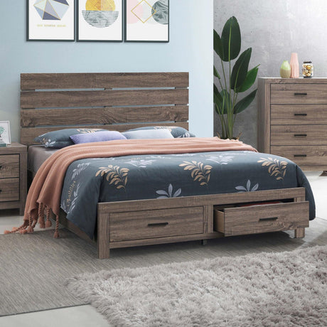 Brantford Barrel Oak Queen Storage Bed from Coaster - Luna Furniture