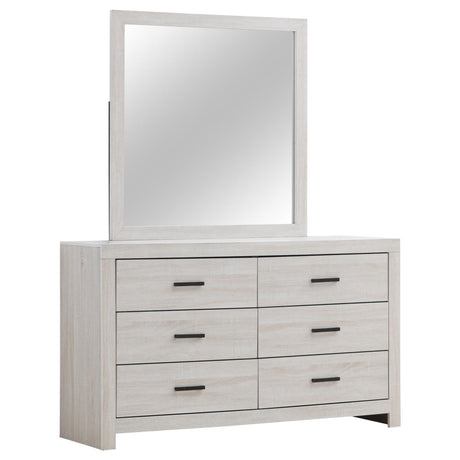 Brantford Coastal White 6-Drawer Dresser with Mirror from Coaster - Luna Furniture