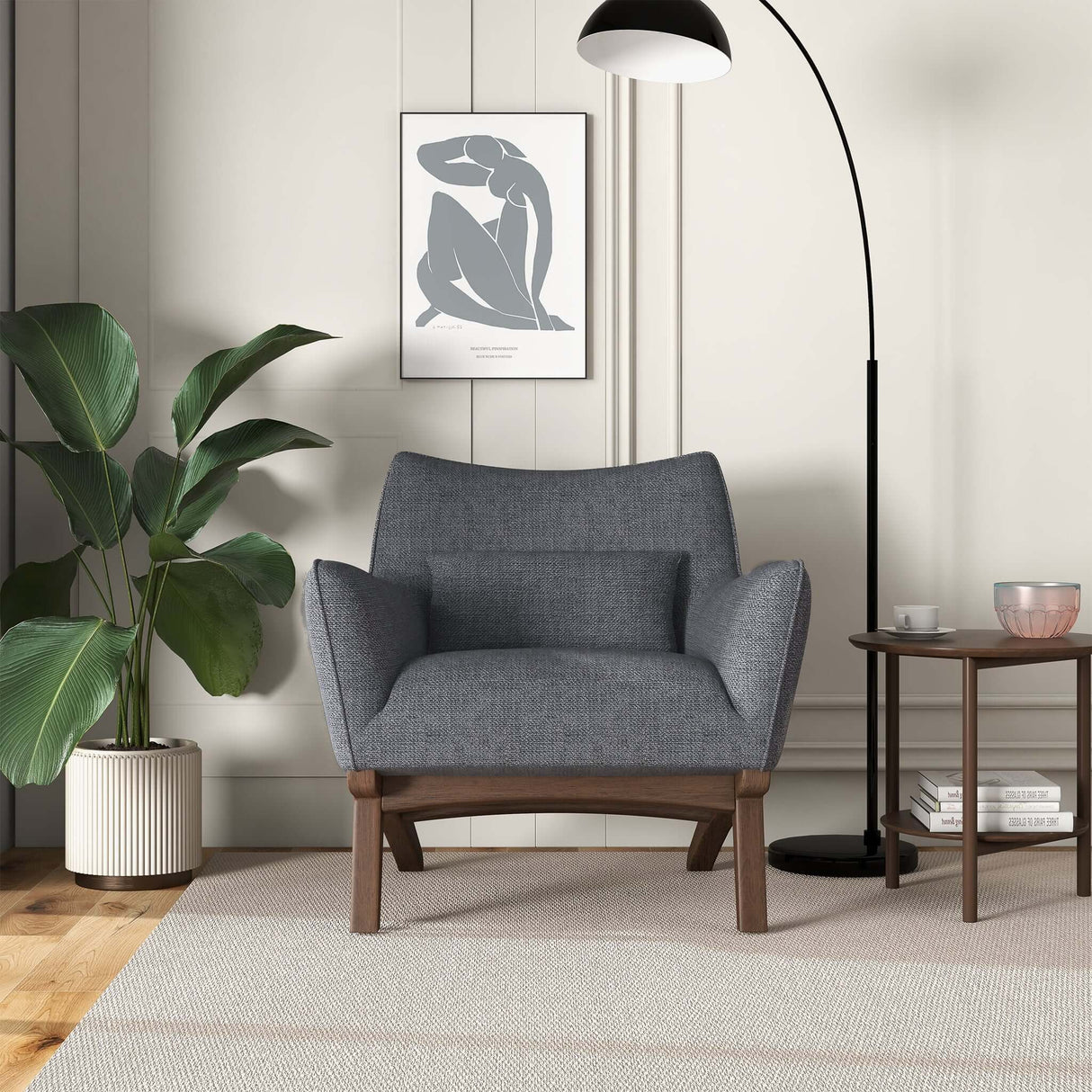 Brayden Sea Side Grey Linen Armchair from Ashcroft Furniture - Luna Furniture