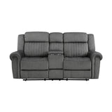 Brennen Charcoal Double Reclining Loveseat with Center Console from Homelegance - Luna Furniture