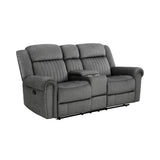Brennen Charcoal Double Reclining Loveseat with Center Console from Homelegance - Luna Furniture