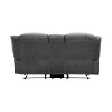 Brennen Charcoal Double Reclining Loveseat with Center Console from Homelegance - Luna Furniture