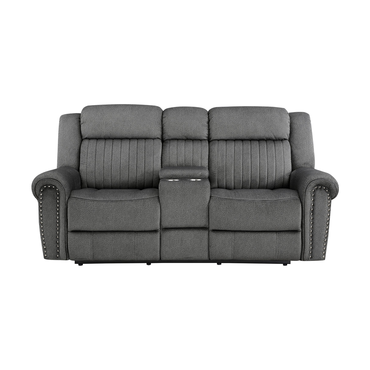 Brennen Charcoal Power Double Reclining Loveseat from Homelegance - Luna Furniture