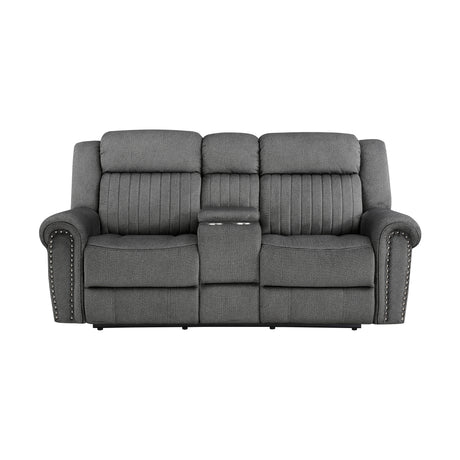 Brennen Charcoal Power Double Reclining Loveseat from Homelegance - Luna Furniture