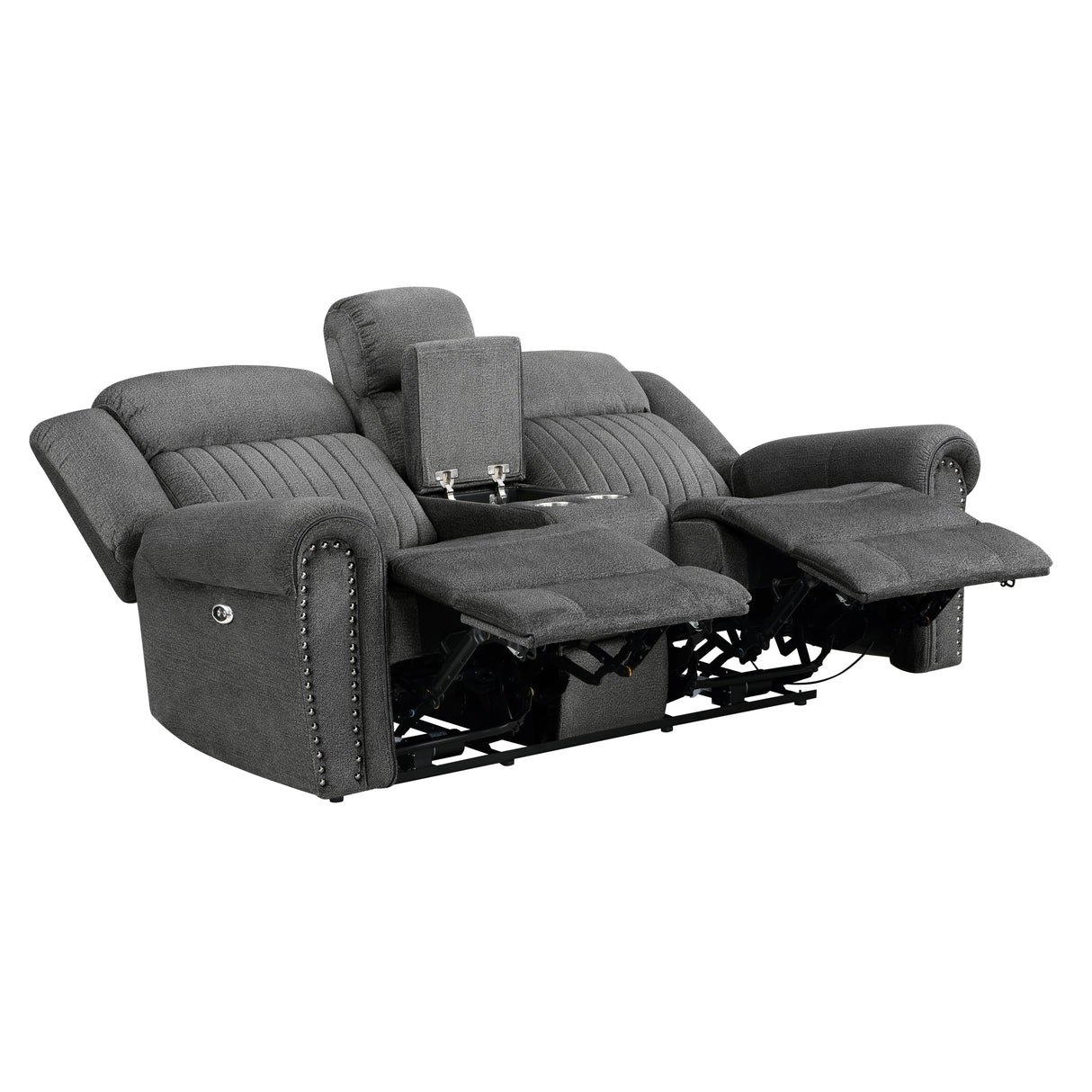 Brennen Charcoal Power Double Reclining Loveseat from Homelegance - Luna Furniture