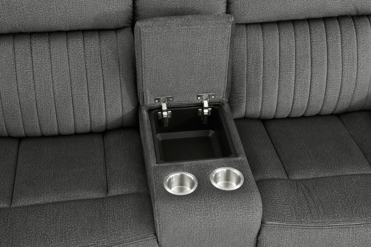 Brennen Charcoal Power Double Reclining Loveseat from Homelegance - Luna Furniture