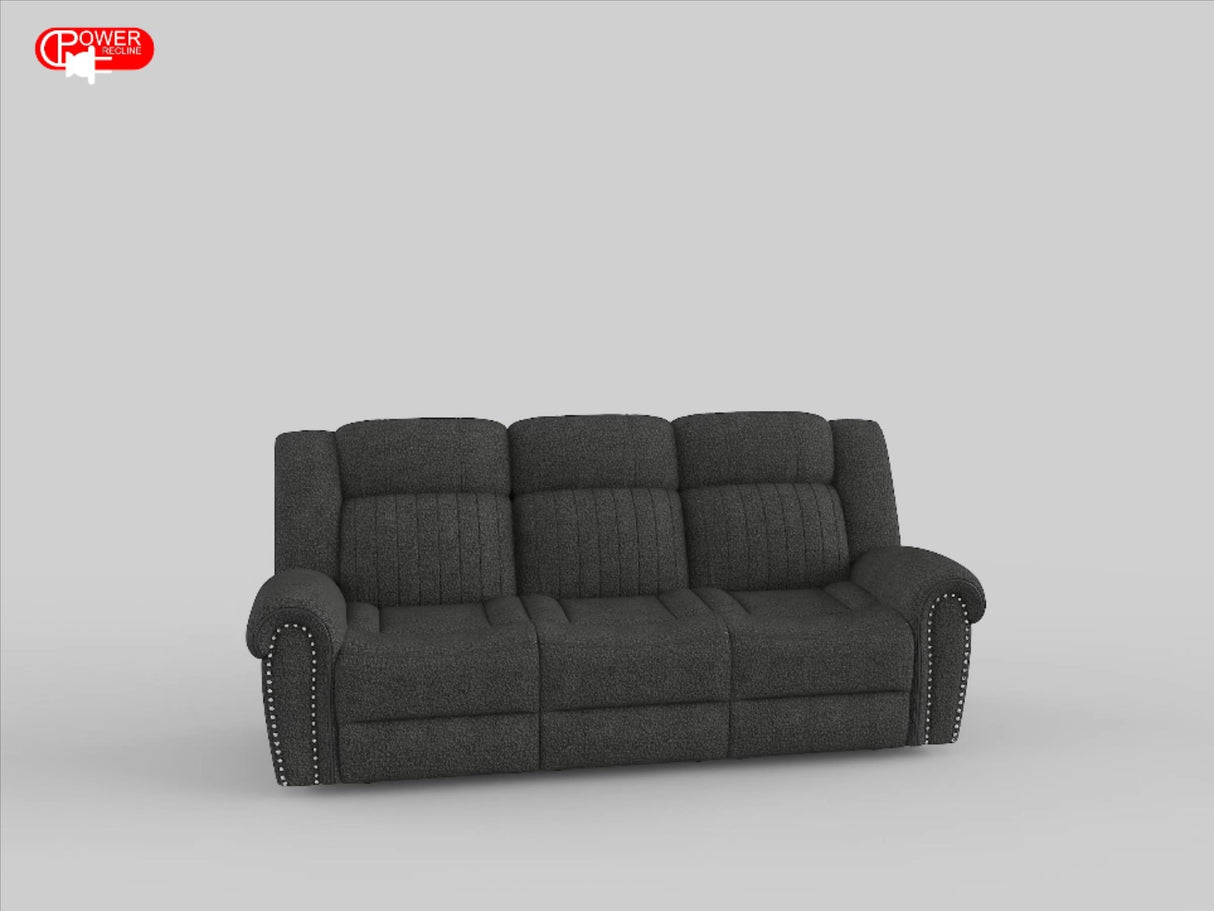 Brennen Charcoal Power Double Reclining Sofa from Homelegance - Luna Furniture