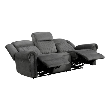 Brennen Charcoal Power Double Reclining Sofa from Homelegance - Luna Furniture