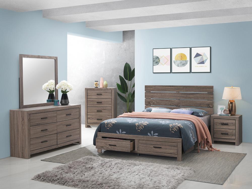 Brenner Rustic Honey 4-Piece Eastern King Storage Bedroom Set from Coaster - Luna Furniture