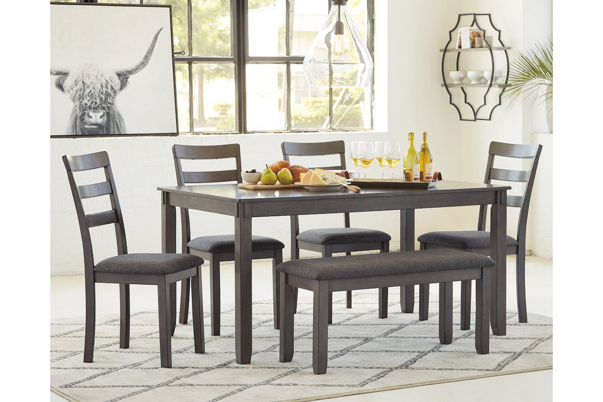 Bridson Gray Dining Table and Chairs with Bench from Ashley - Luna Furniture