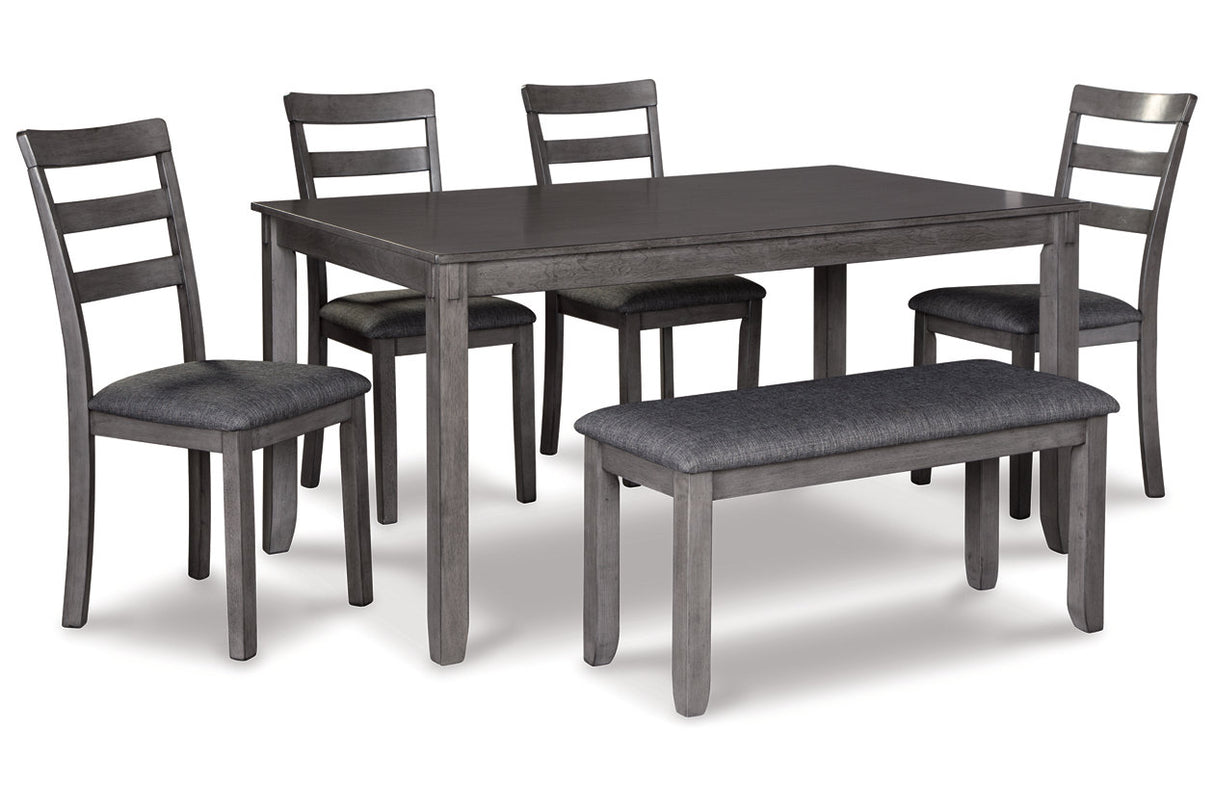 Bridson Gray Dining Table and Chairs with Bench from Ashley - Luna Furniture