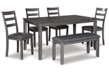 Bridson Gray Dining Table and Chairs with Bench from Ashley - Luna Furniture