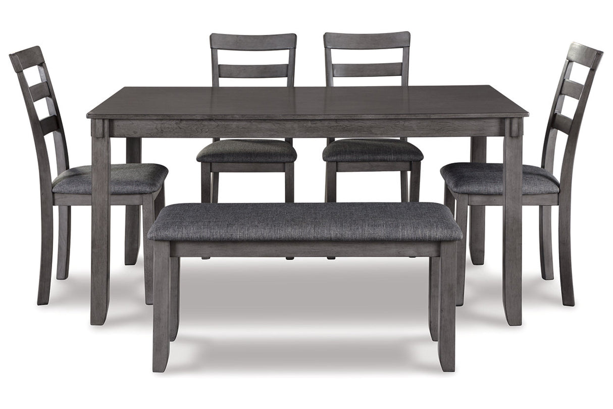 Bridson Gray Dining Table and Chairs with Bench from Ashley - Luna Furniture