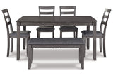 Bridson Gray Dining Table and Chairs with Bench from Ashley - Luna Furniture