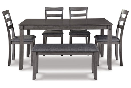 Bridson Gray Dining Table and Chairs with Bench from Ashley - Luna Furniture