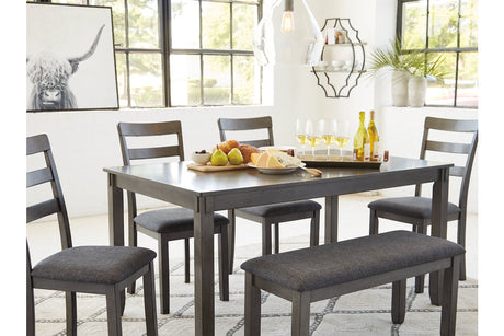 Bridson Gray Dining Table and Chairs with Bench from Ashley - Luna Furniture