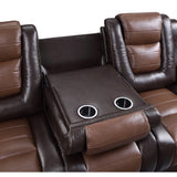 Briscoe Brown Double Glider Reclining Loveseat with Center Console from Homelegance - Luna Furniture