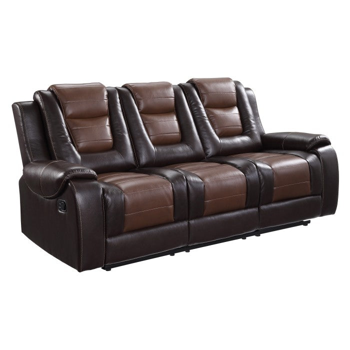 Briscoe Brown Double Reclining Sofa with Drop-Down Cup Holders from Homelegance - Luna Furniture