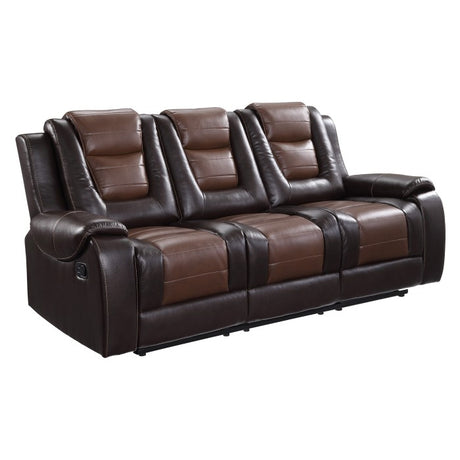 Briscoe Brown Double Reclining Sofa with Drop-Down Cup Holders from Homelegance - Luna Furniture