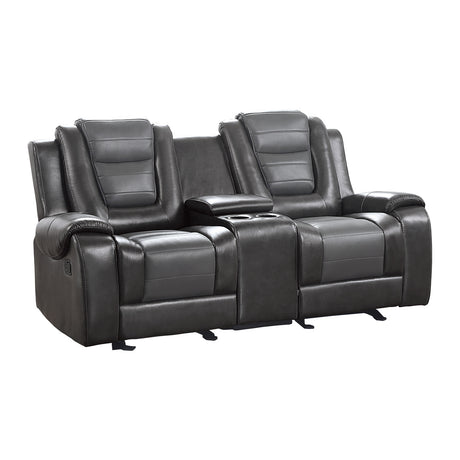 Briscoe Gray Reclining Loveseat With Console from Homelegance - Luna Furniture