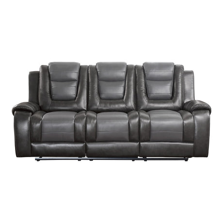 Briscoe Gray Reclining Sofa With Drop Down Table from Homelegance - Luna Furniture