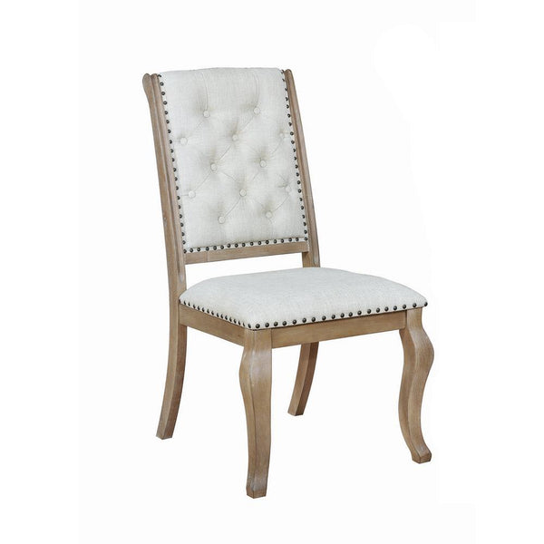 Brockway Cove Cream and Barley Brown Tufted Side Chairs, Set of 2