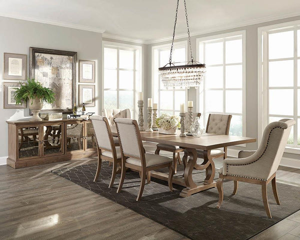 Brockway Cove and Barley Brown Trestle Dining Table