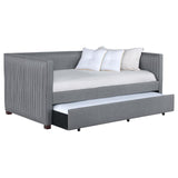 Brodie Gray Upholstered Twin Daybed with Trundle from Coaster - Luna Furniture
