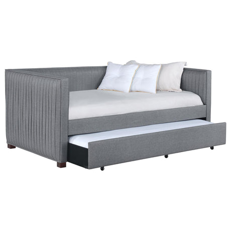Brodie Gray Upholstered Twin Daybed with Trundle from Coaster - Luna Furniture