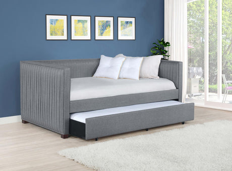 Brodie Gray Upholstered Twin Daybed with Trundle from Coaster - Luna Furniture