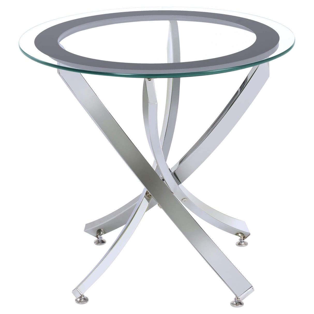 Brooke Chrome and Black Glass Top End Table from Coaster - Luna Furniture