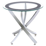 Brooke Chrome and Black Glass Top End Table from Coaster - Luna Furniture