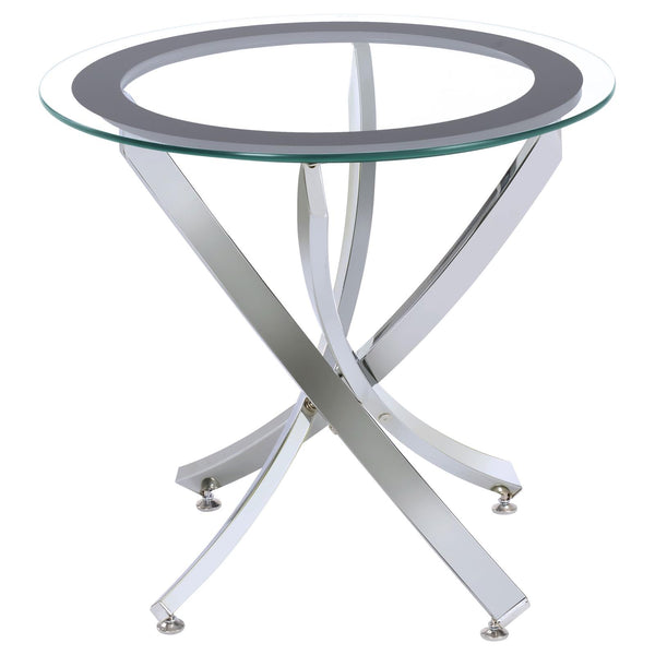 Brooke Chrome and Black Glass Top End Table