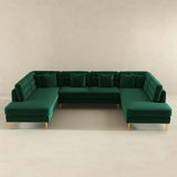 Brooke Green Velvet U-Shape Sectional from Ashcroft Furniture - Luna Furniture