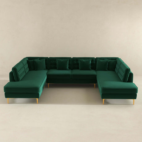 Brooke Green Velvet U-Shape Sectional from Midinmod - Luna Furniture
