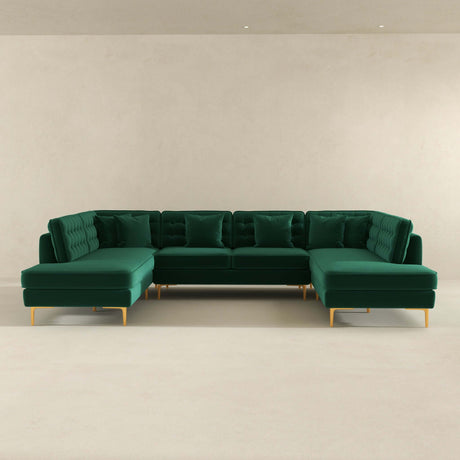 Brooke Green Velvet U-Shape Sectional from Midinmod - Luna Furniture