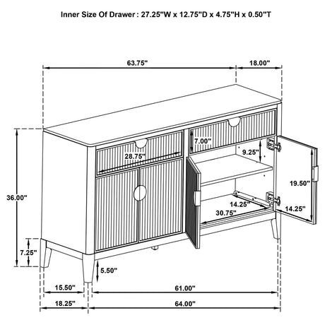 Brookmead Black 2-Drawer Sideboard Buffet with Storage Cabinet from Coaster - Luna Furniture