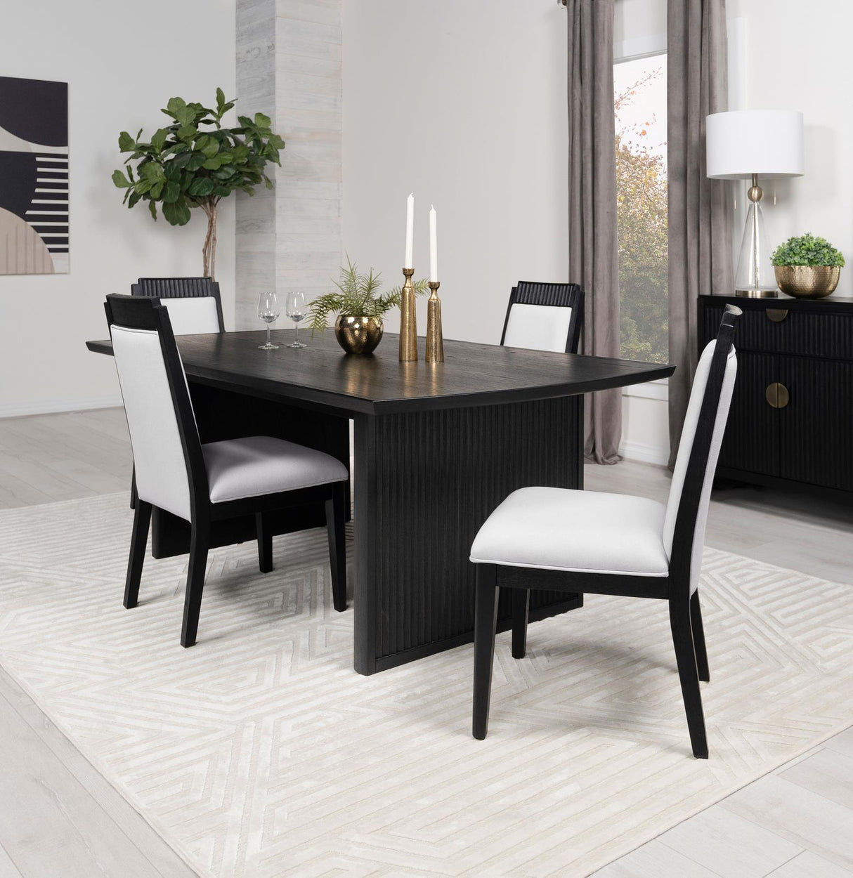 Brookmead Black 5-Piece Rectangular Dining Set with 18" Removable Extension Leaf from Coaster - Luna Furniture