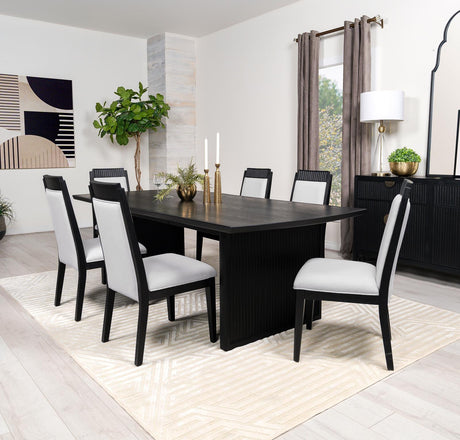 Brookmead Black 7-Piece Rectangular Dining Set with 18" Removable Extension Leaf from Coaster - Luna Furniture