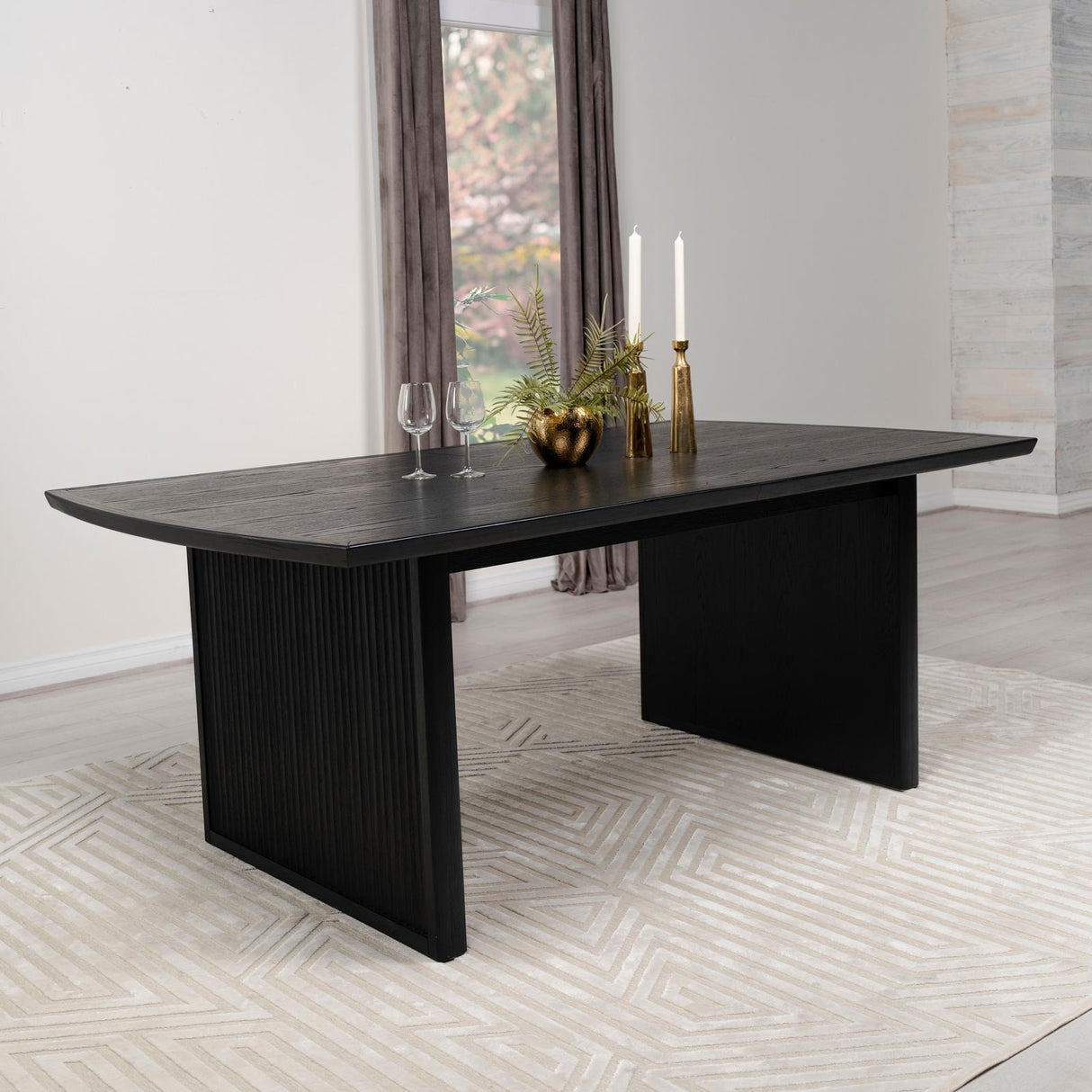 Brookmead Black Rectangular Dining Table with 18" Removable Extension Leaf from Coaster - Luna Furniture