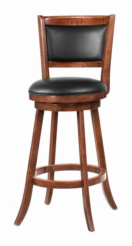 Broxton Chestnut and Black Upholstered Swivel Bar Stools, Set of 2 from Coaster - Luna Furniture